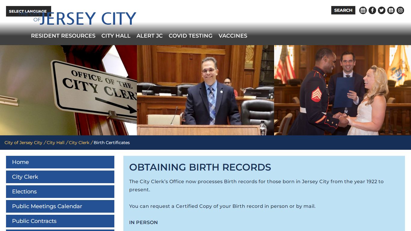 Birth Certificates - City of Jersey City